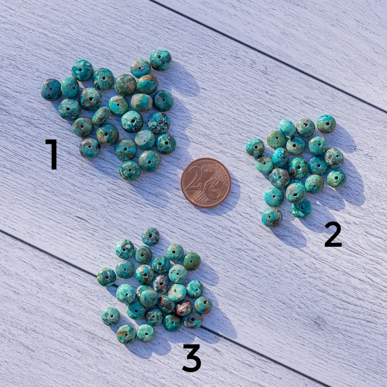 Perles rondelles lisses de Turquoise naturelle d&