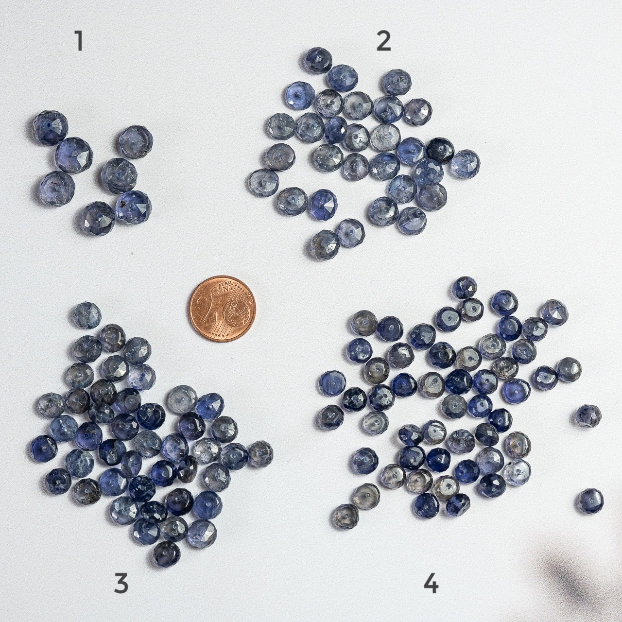 Perles rondelles facettes AA de Iolite de 6/9 mm ( lot de 2 perles )