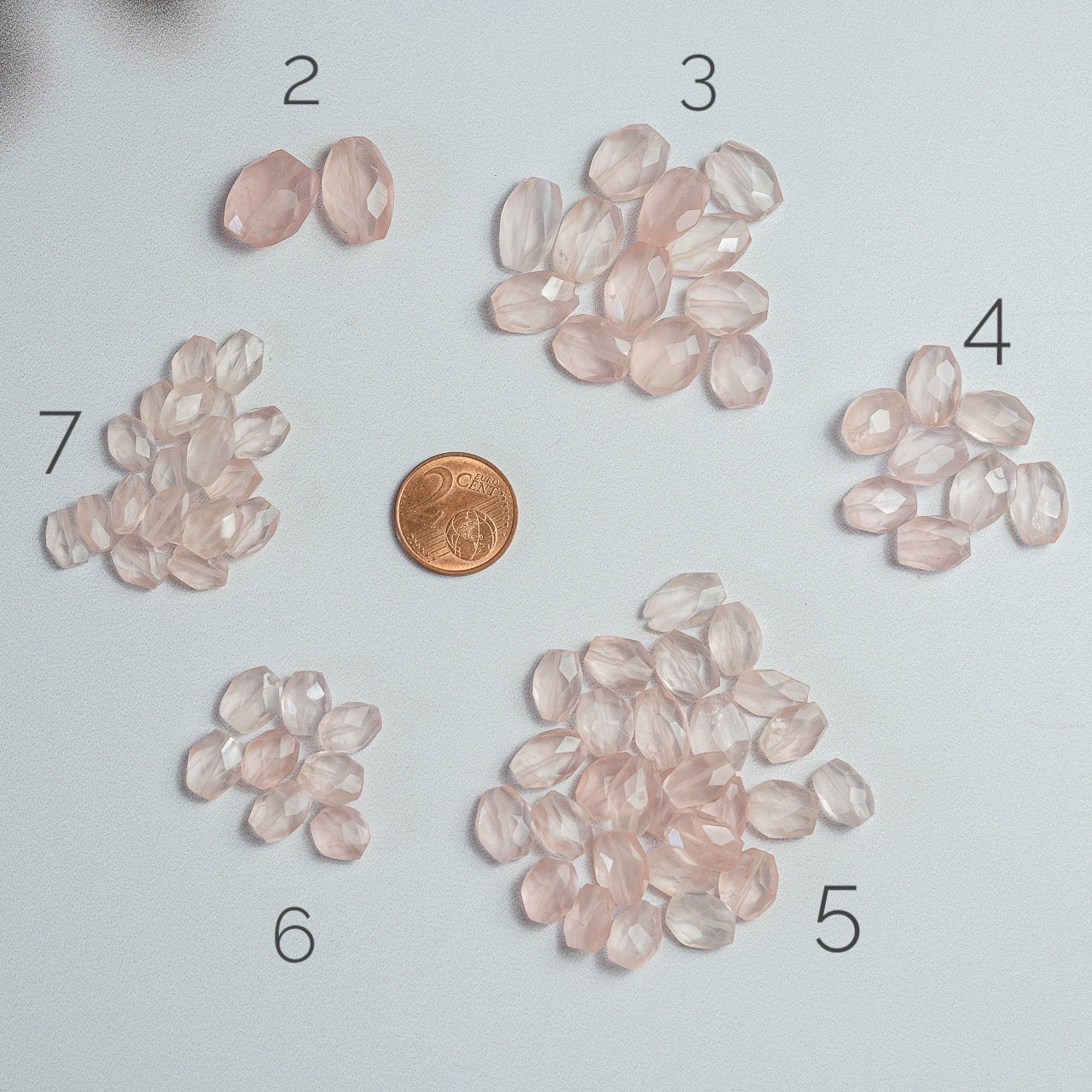 Perles pépites facettes de Quartz rose de 12 à 21 mm ( lot de perles ou fil complet )