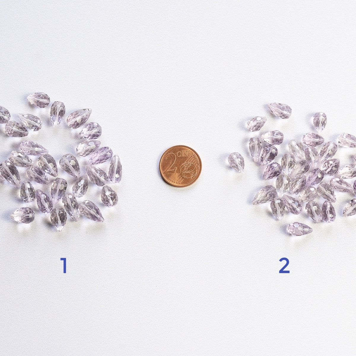 Perles gouttes facettes AA en Améthyste lilas de 9/14 mm ( à l&