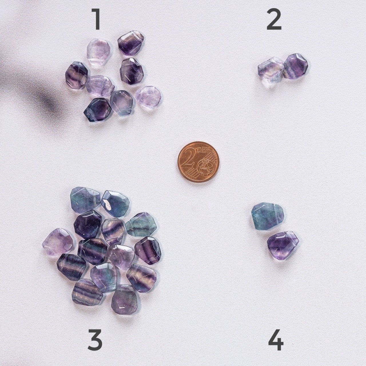 Perles gouttes facettes de Fluorite multicolore de 11 à 14 mm ( à l&