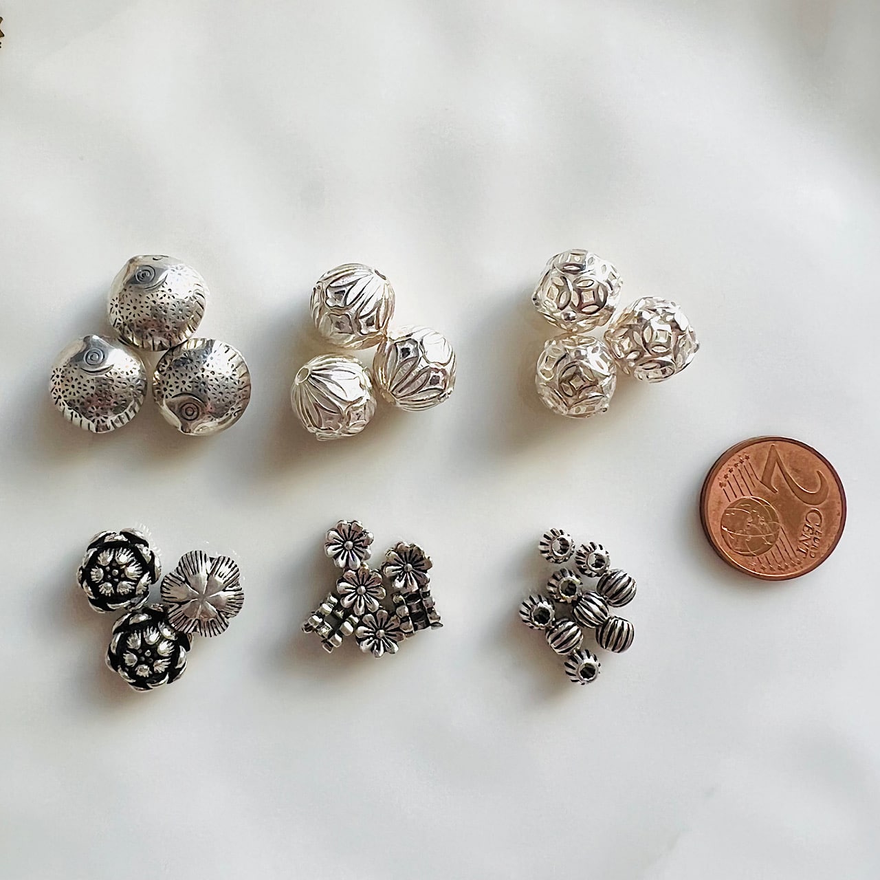 Perles fantaisies variées au choix en argent 925 ( à l&