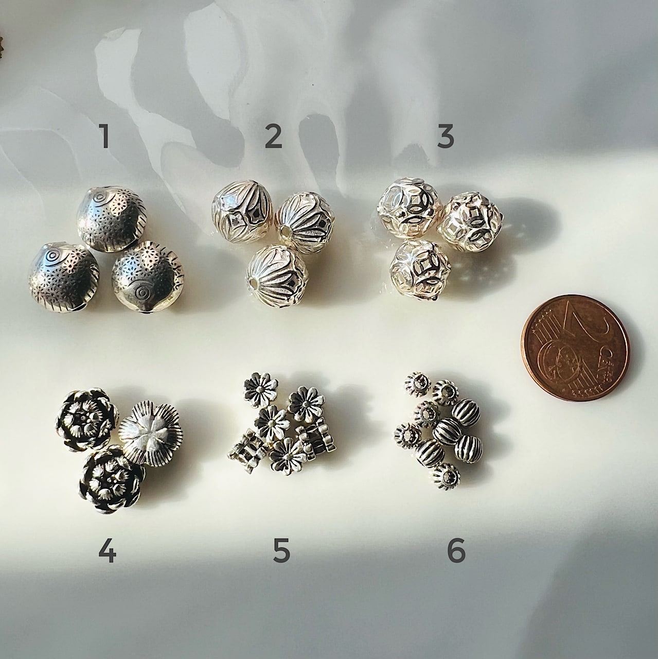 Perles fantaisies variées au choix en argent 925 ( à l&