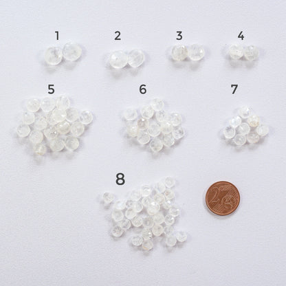 Perles rondelles facettes de Labradorite blanche de env 5,5 à 10  mm ( lot de 2 ou 4 )