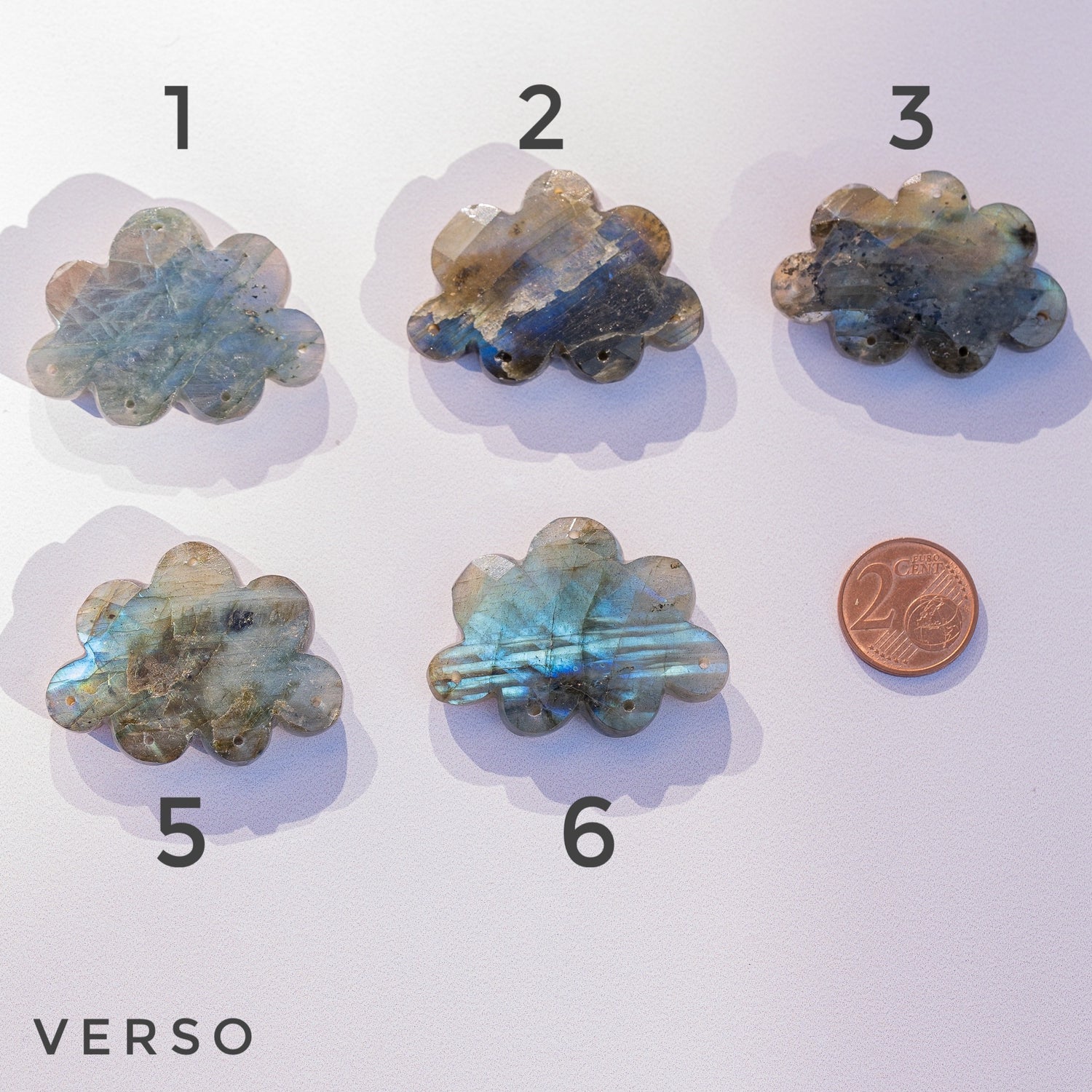 Les &quot; Nidhih &quot; nuages en Labradorite de env 40 mm au choix ( à l&