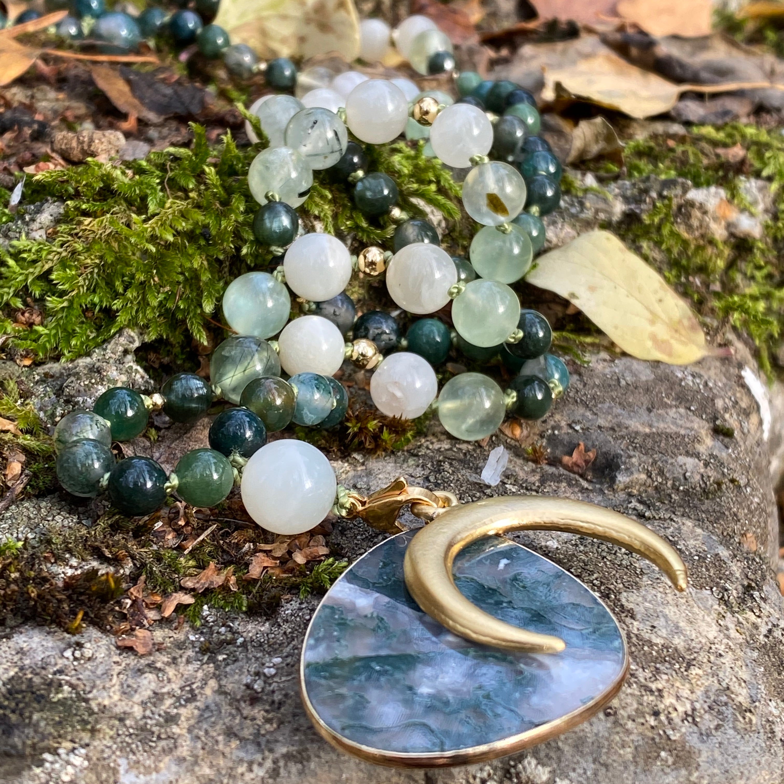 Perles rondes lisses de Séraphinite de 8 mm ( à l&